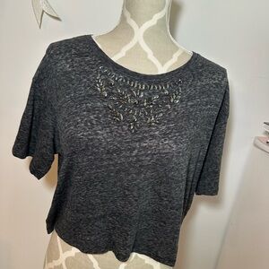 Embellished Gray Women's Top
